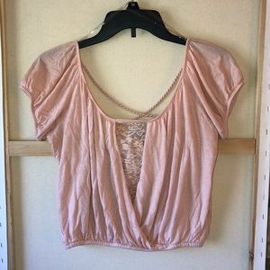 Pink lace crop top
